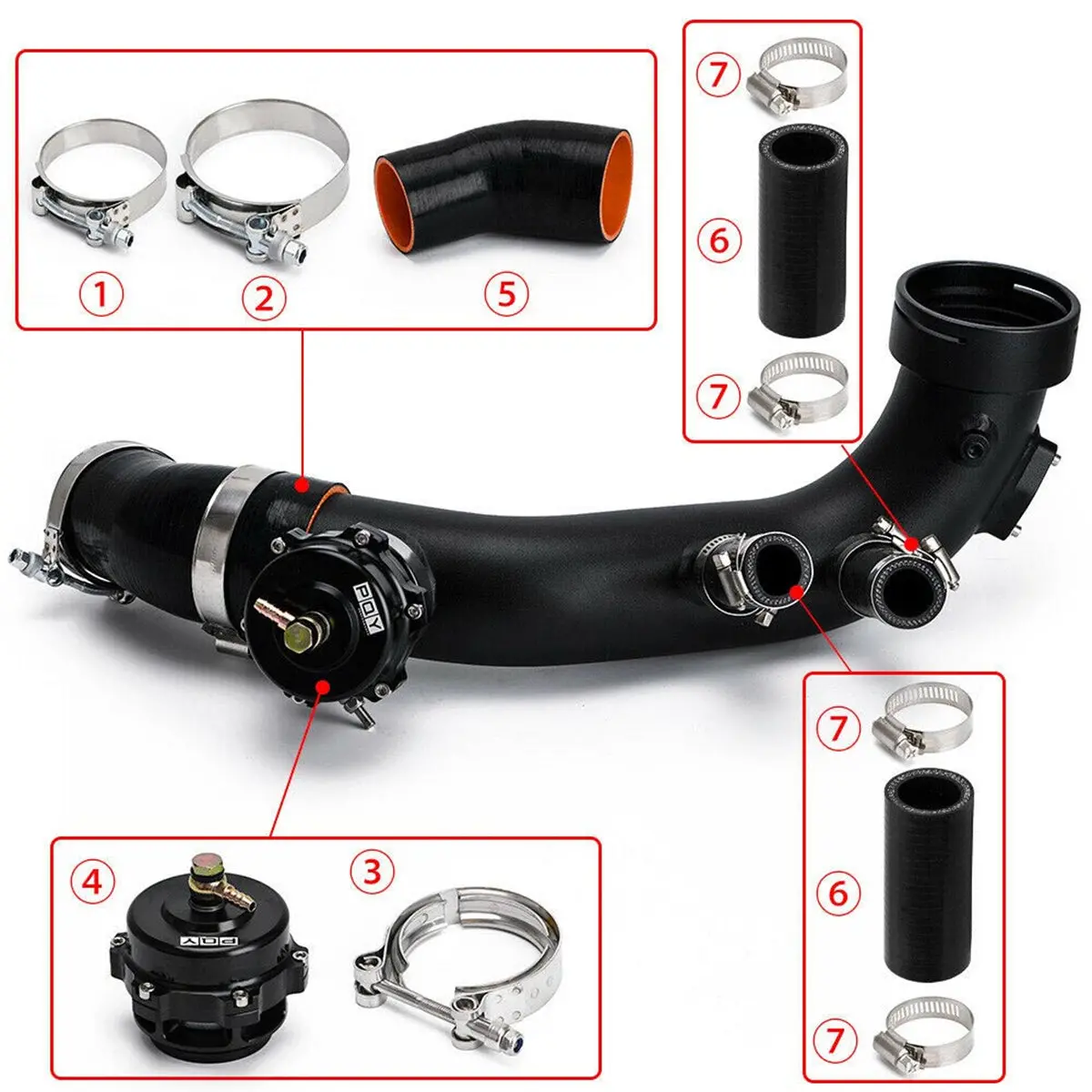 Daysyore Air Intake Turbo Charge Hard Pipe Kit 50Mm Bov For 2006-2013 Bmw N54 E88 E90 E92 135I 335I 2