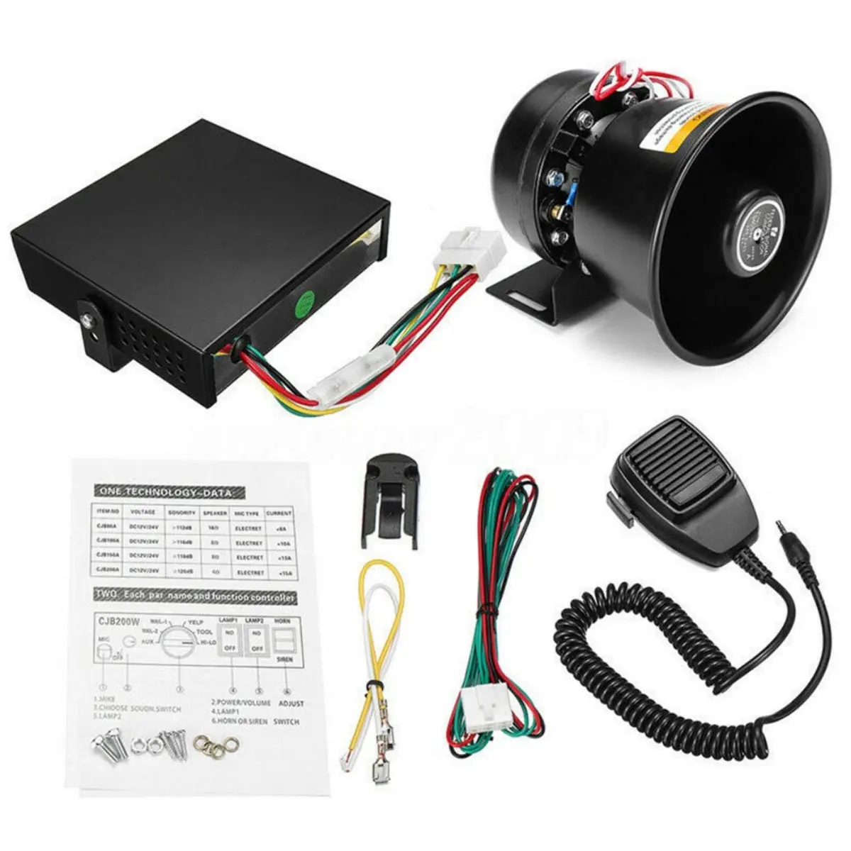 Daysyore 400W Dc12v 9 Sound Loud Car Warning Alarm Police Fire Horn Speaker System + Mic Fbi989104 For Universal Cars 1