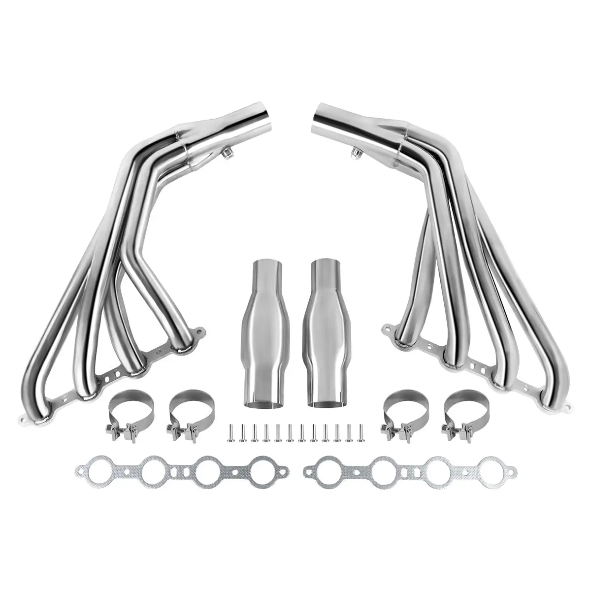 Burble Pack Exhaust Header For 2010-2015 Camaro Ss Ls3 6.2 V8 (Silver Polished) 2