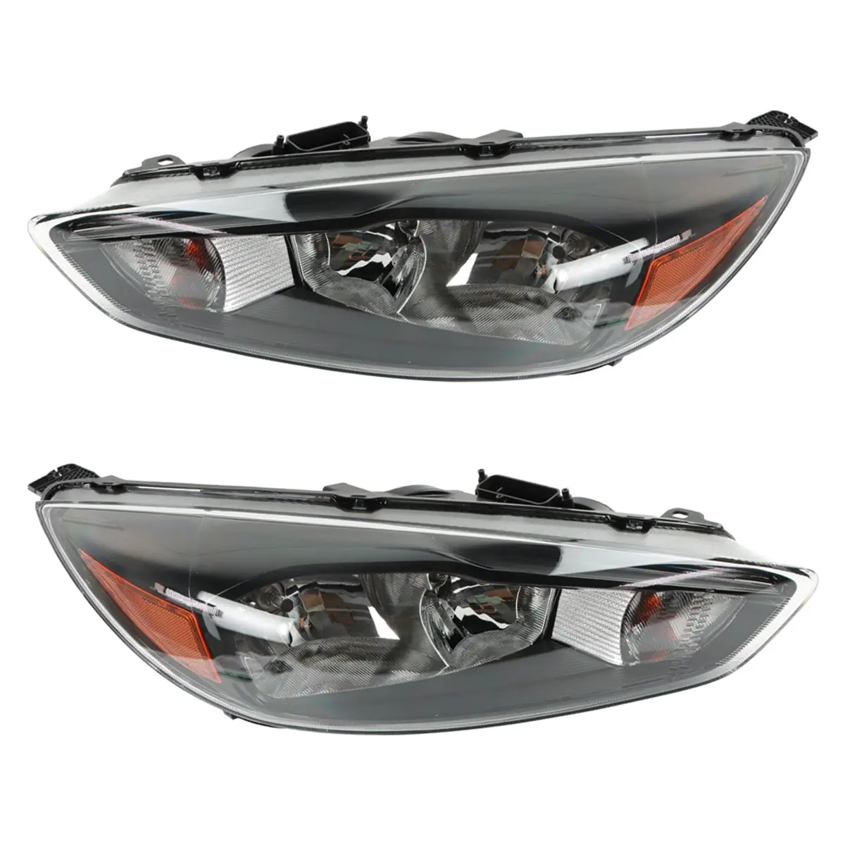 Daysyore Brightness Headlight Assembly For 2015-2018 Ford Focus Durable Left+Right Black Amber 1