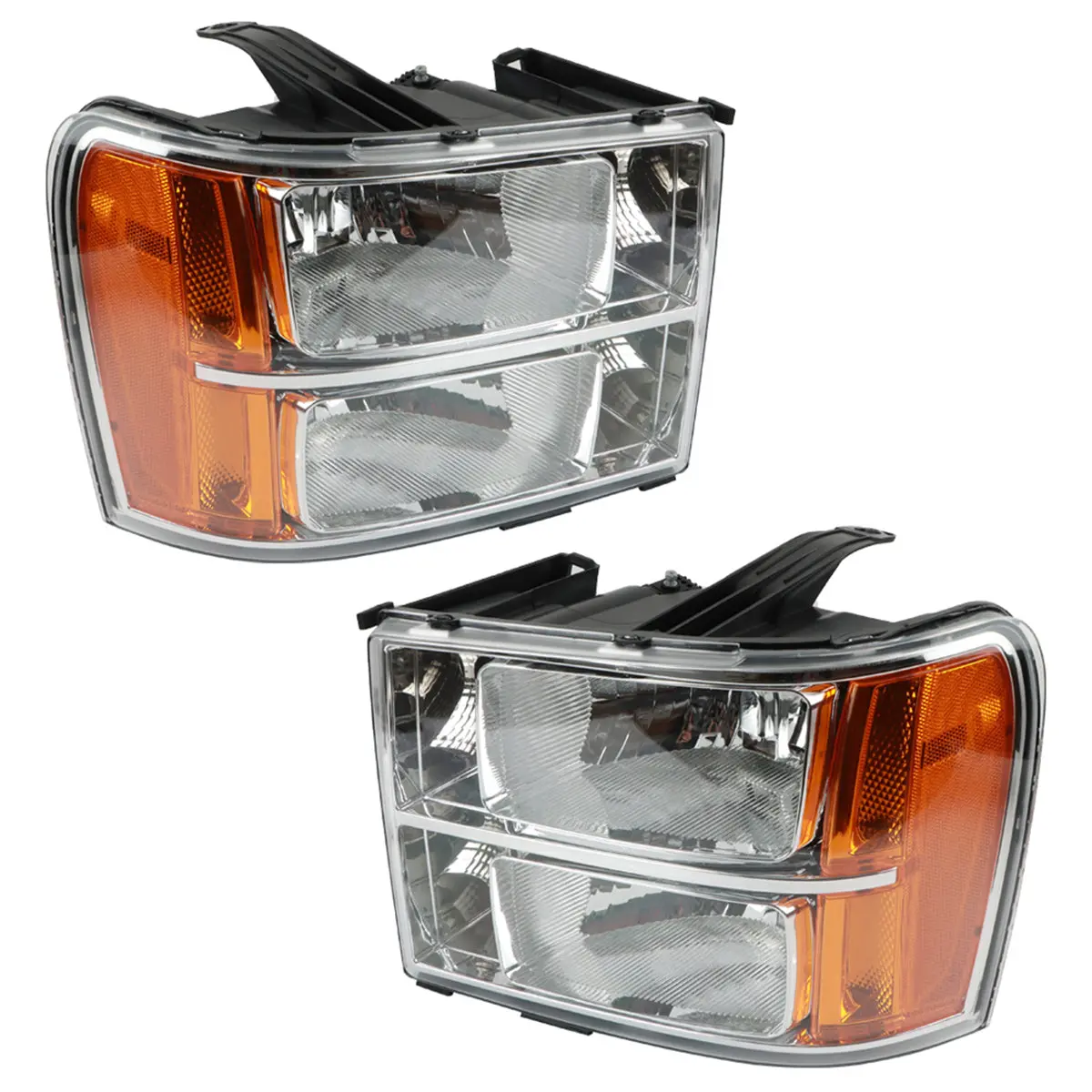 Daysyore Halogen Chrome  Headlight Assembly For 2007-2013 Gmc Sierra 1500 Lh+Rh 1
