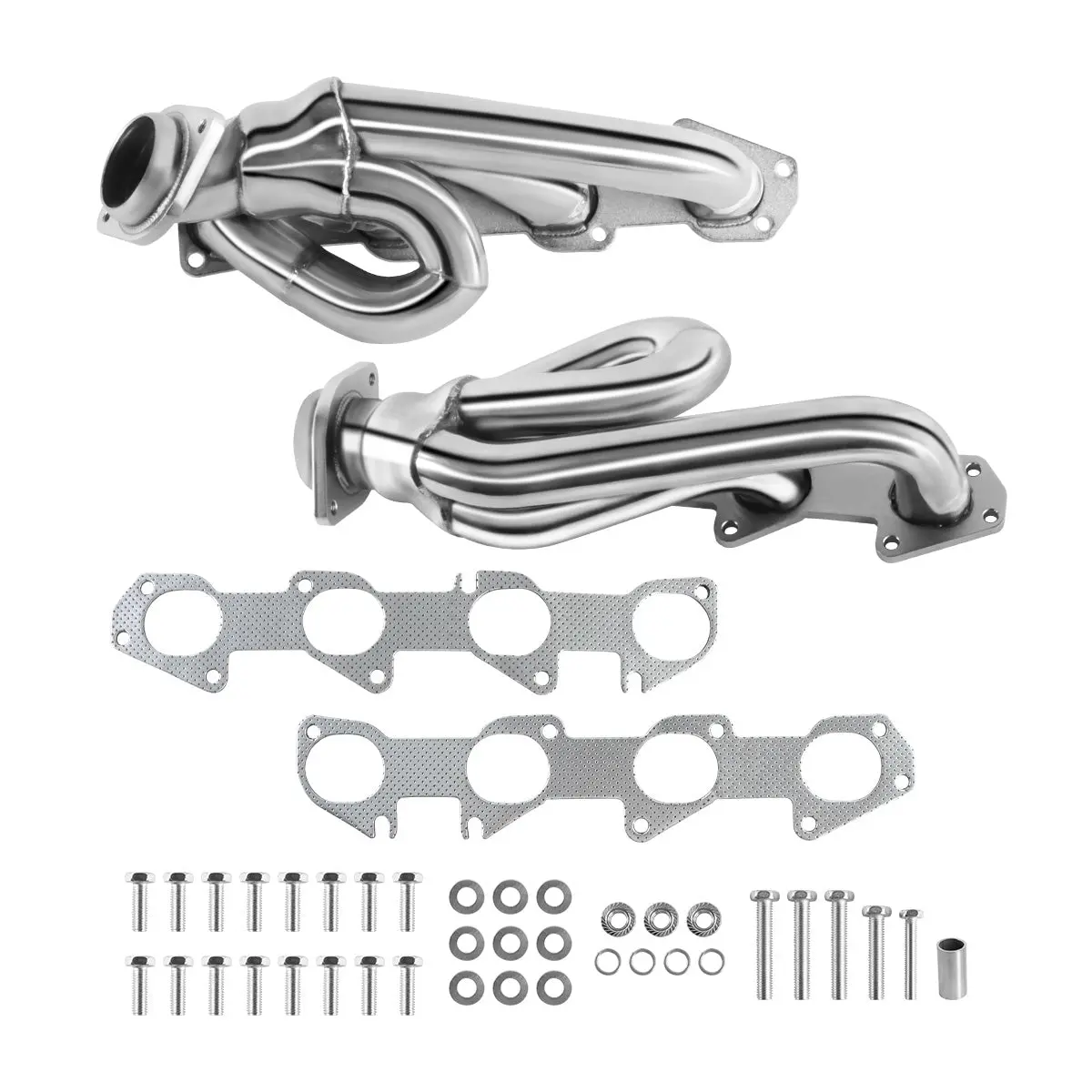 Mud&Guts Exhaust Short Header For 2009-2018 Hemi 5.7L Dodge Ram 1500 Manifold (Silver Polished) 2