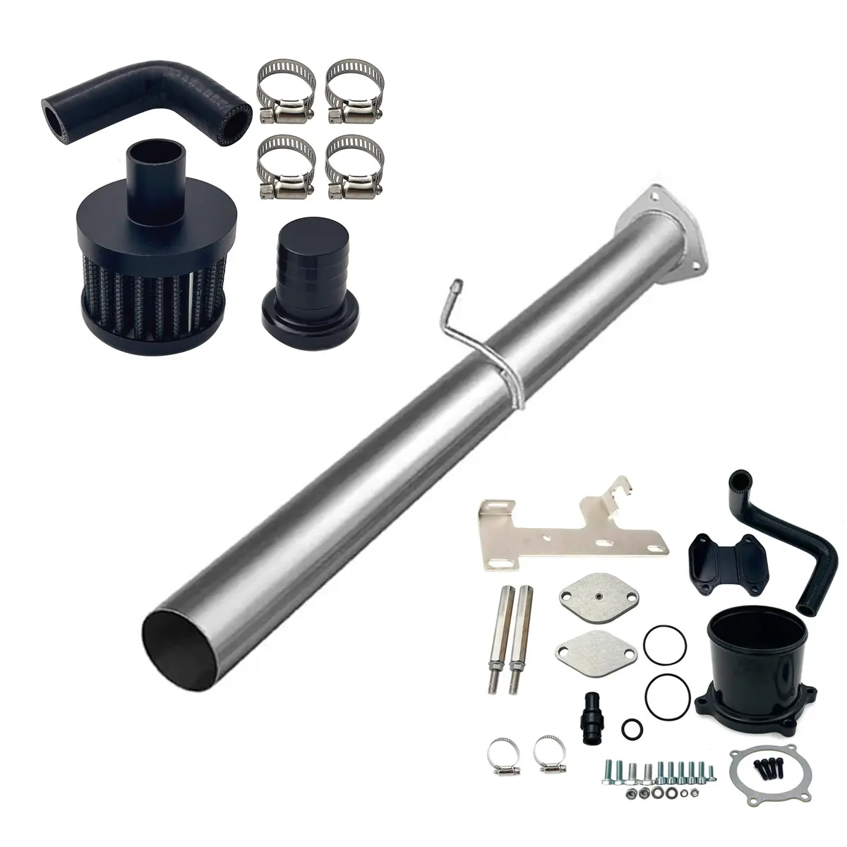Seguler 4" Exhaust Dpf Race Pipe & Throttle Cooler Egr Valve Delete Kit For 2010-2012 6.7L Dodge Ram Cummins 1