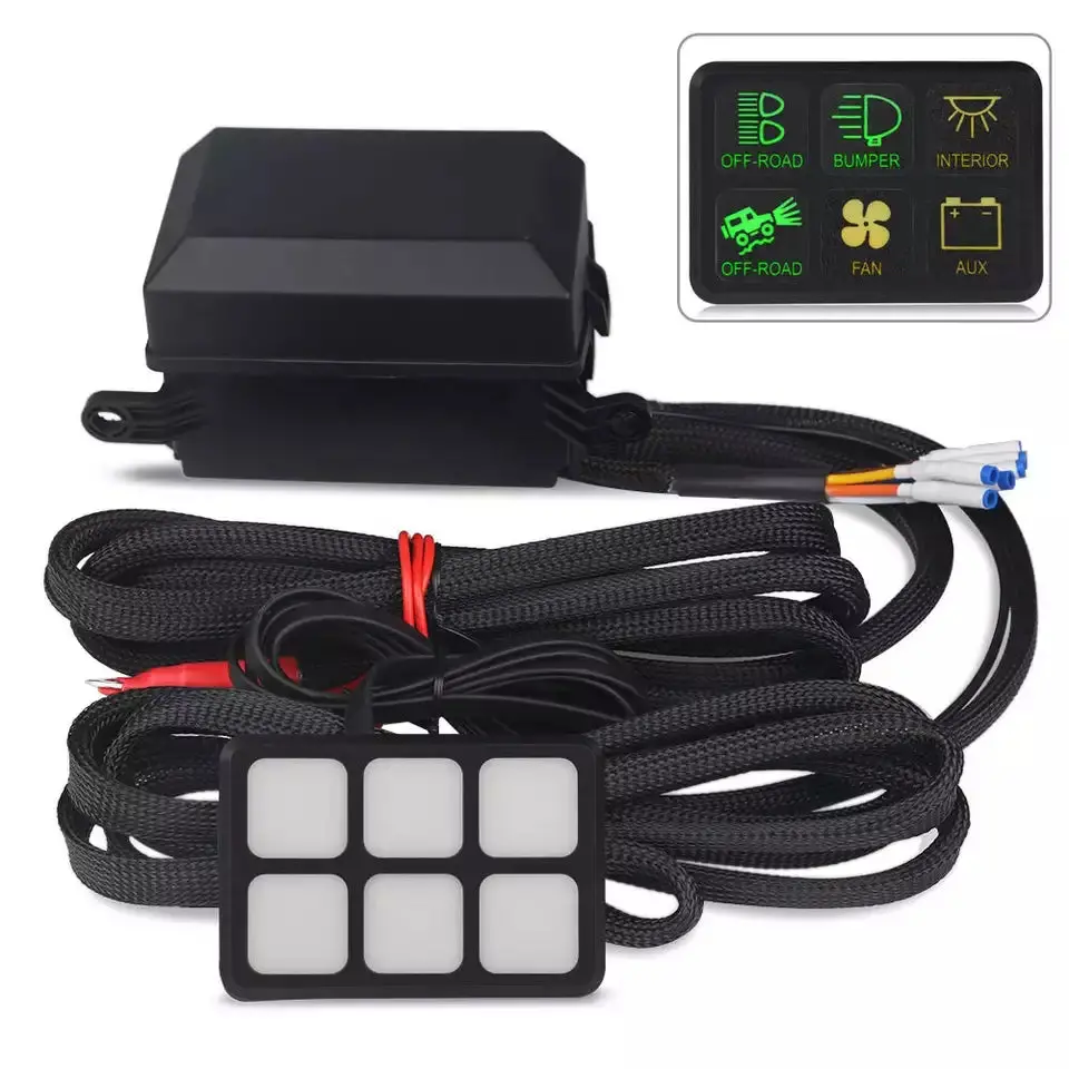 12V/24V Touch Screen Switches Panel 6 Gang Led Switch Panel Slim Touch Control Panel Box For Jeep, F-150, Bronco, Ranger. 1