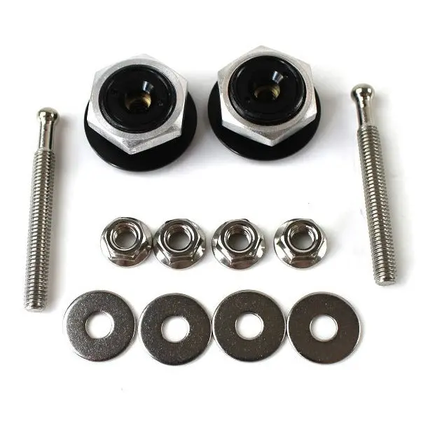 2Pcs Push Button Quick Release Hood Pins Bonnet Lock Clip Latch Bumper (Universal & Black) 1
