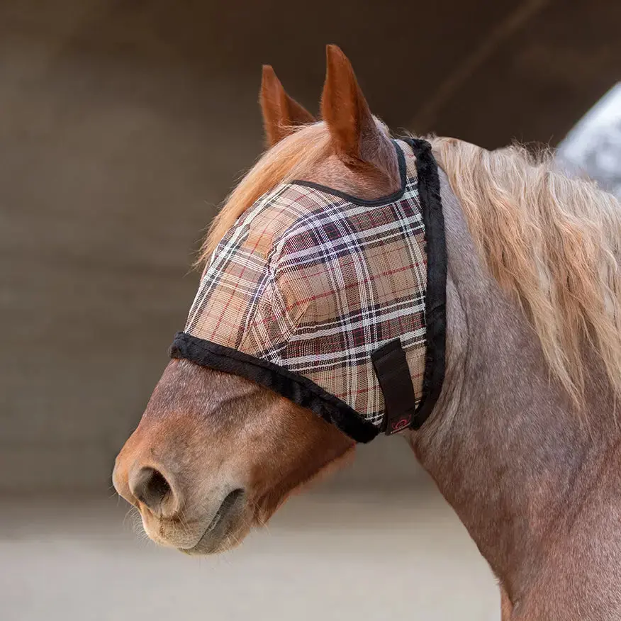 Draft Horse Fly Mask With Fleece Trim & 73% Uv Protection - Open Top Design 1