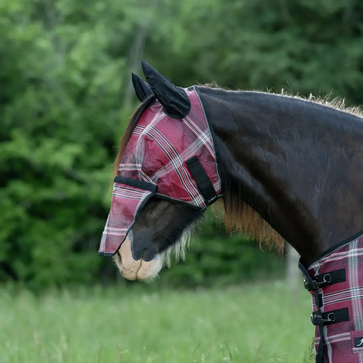Draft Horse Fly Mask With Long Nose, Ears & 73% Uv Protection 2