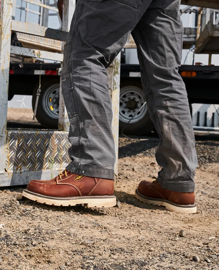 Men's Cincinnati 6" Waterproof 90° Heel Boot (Soft Toe) | Tuscan Red/Sandshell 8