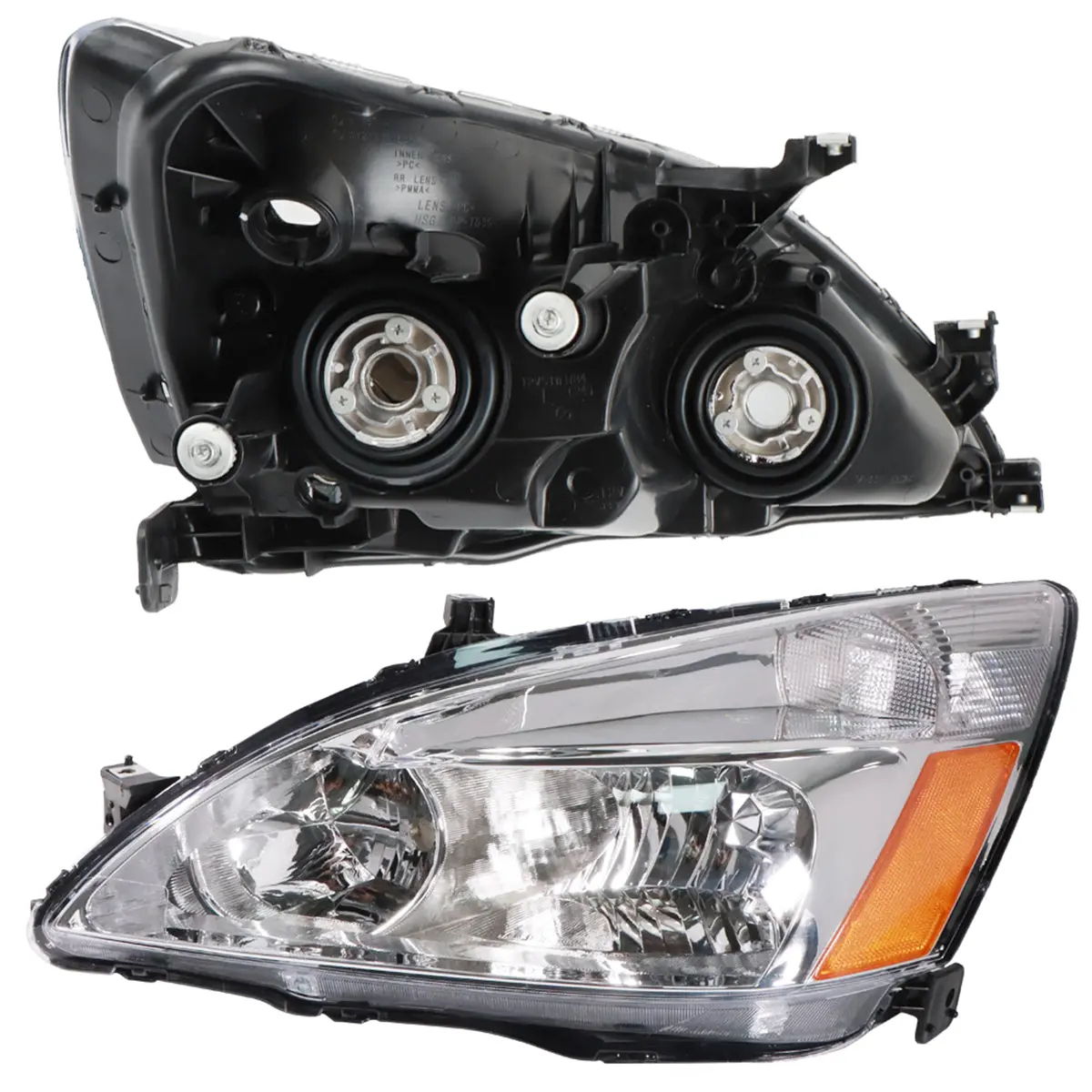 Daysyore Headlight Assembly For 2003-2007 Honda Accord Clear+Yellow 2