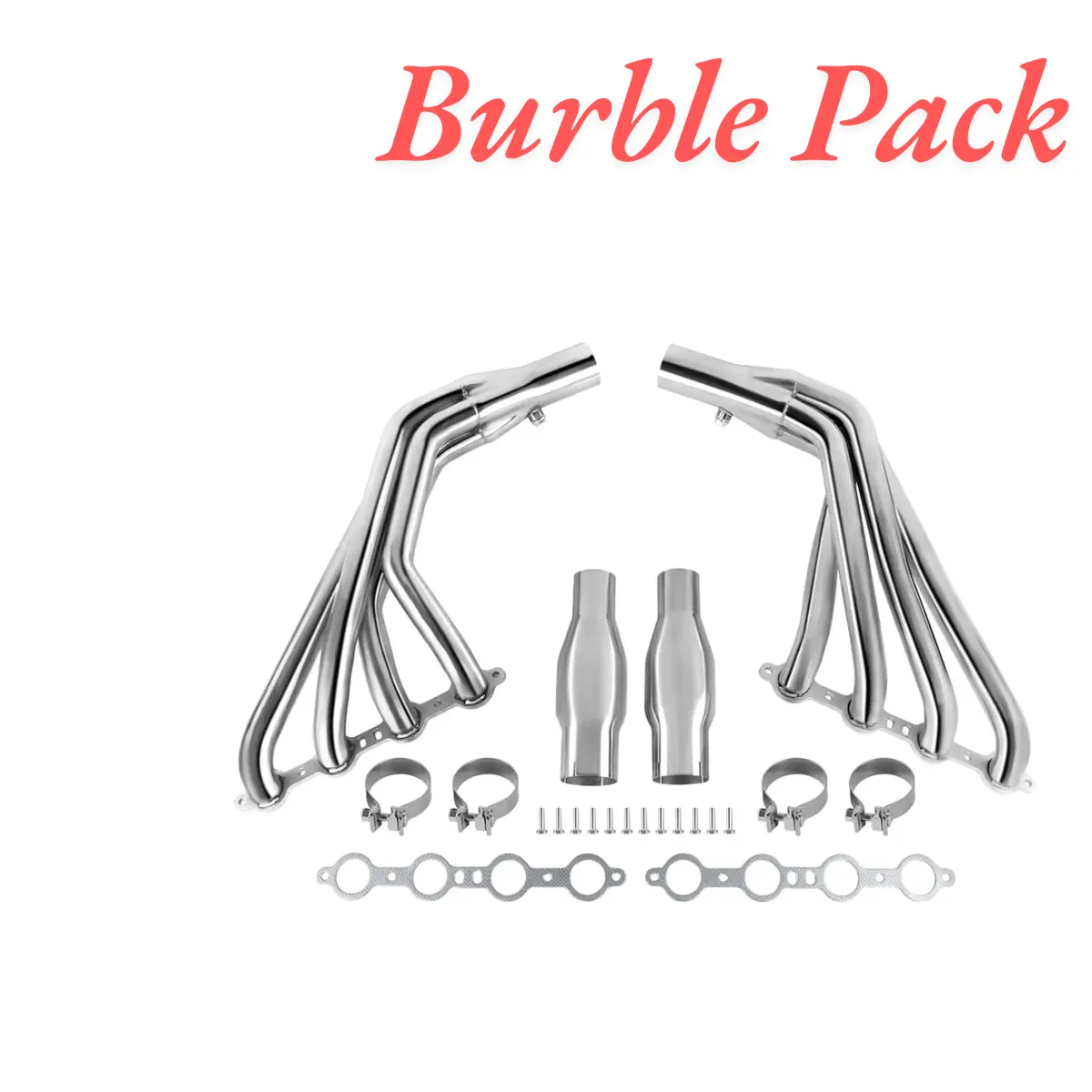 Burble Pack Exhaust Header For 2010-2015 Camaro Ss Ls3 6.2 V8 (Silver Polished) 1