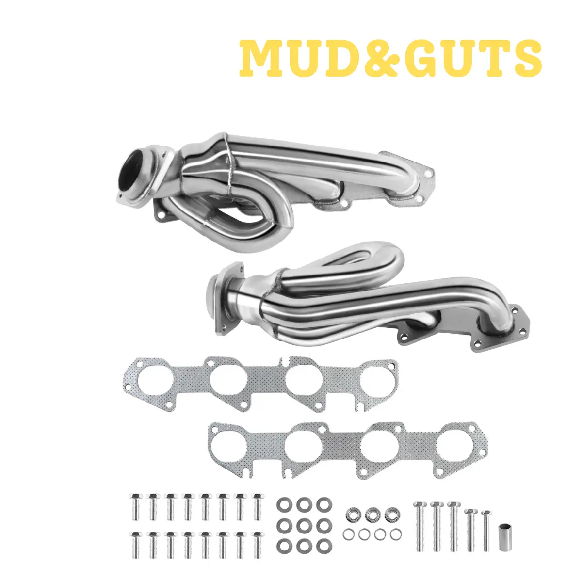 Mud&Guts Exhaust Short Header For 2009-2018 Hemi 5.7L Dodge Ram 1500 Manifold (Silver Polished) 1