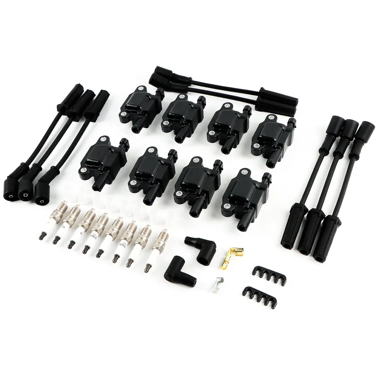 Daysyore 8Pcs Ignition Coils +8Pcs Iridium Spark Plugs+8Pcs Spark Plug Wires For Chevy Uf413 2