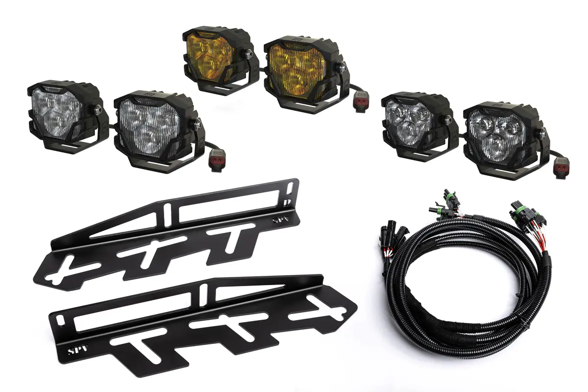 Spv Parts 2017-2020 Ford Raptor Morimoto 4Banger (Ncs & Hxb) Triple Fog Light Kit (With Brackets) 9