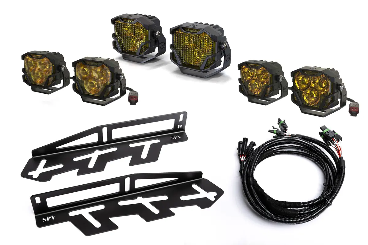 Spv Parts 2017-2020 Ford Raptor Morimoto 4Banger (Ncs & Hxb) Triple Fog Light Kit (With Brackets) 12