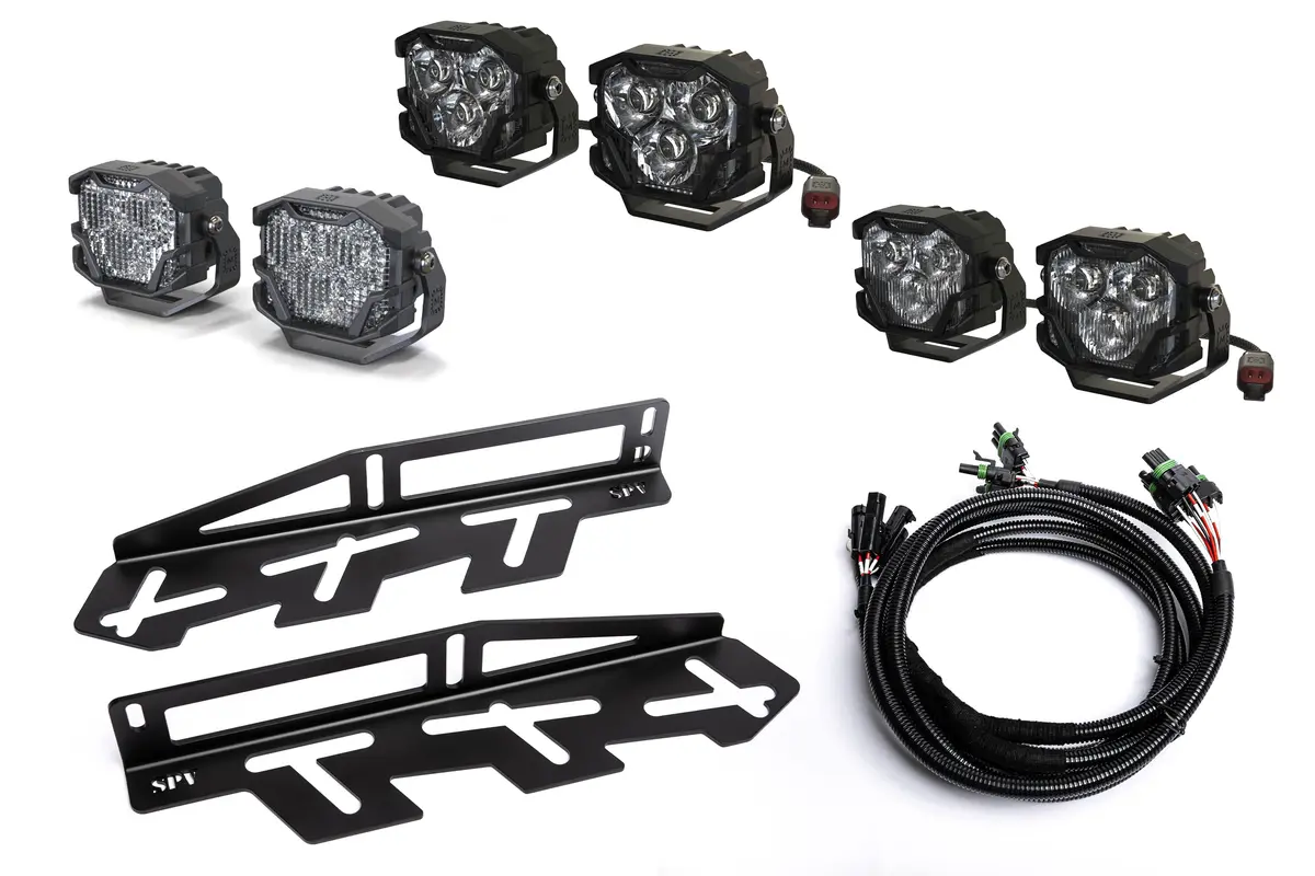 Spv Parts 2017-2020 Ford Raptor Morimoto 4Banger (Ncs & Hxb) Triple Fog Light Kit (With Brackets) 4
