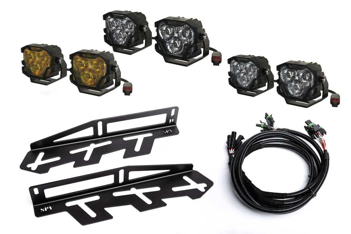 Spv Parts 2017-2020 Ford Raptor Morimoto 4Banger (Ncs & Hxb) Triple Fog Light Kit (With Brackets) 7
