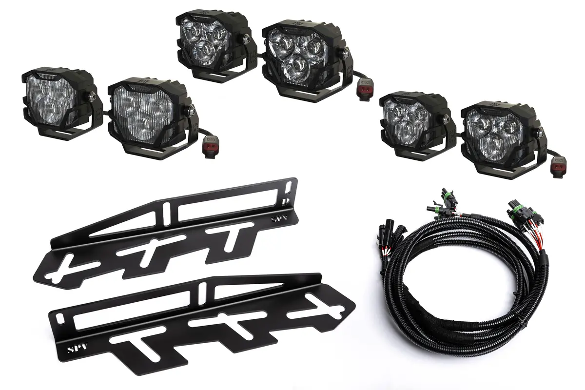 Spv Parts 2017-2020 Ford Raptor Morimoto 4Banger (Ncs & Hxb) Triple Fog Light Kit (With Brackets) 1