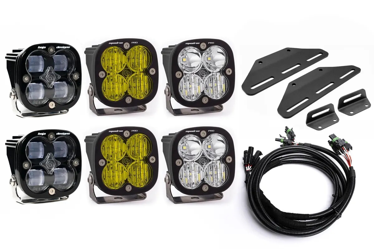 Spv Parts 2024+ Raptor Modular Bumper - Baja Designs Sport & Pro Triple Post Mount Light Kit 6