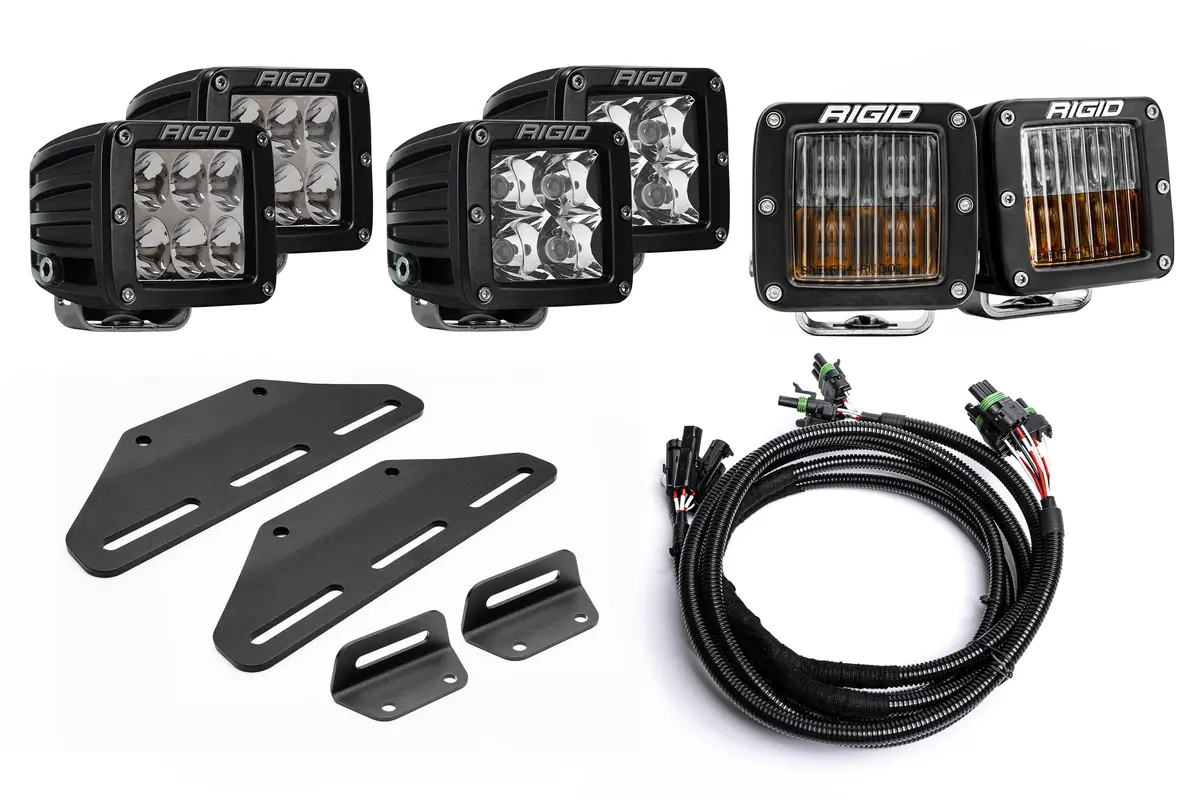 Spv Parts 2024+ Raptor Modular Bumper - Rigid D-Series Pro Triple Post Light Kit - Including Brackets/Harness 4