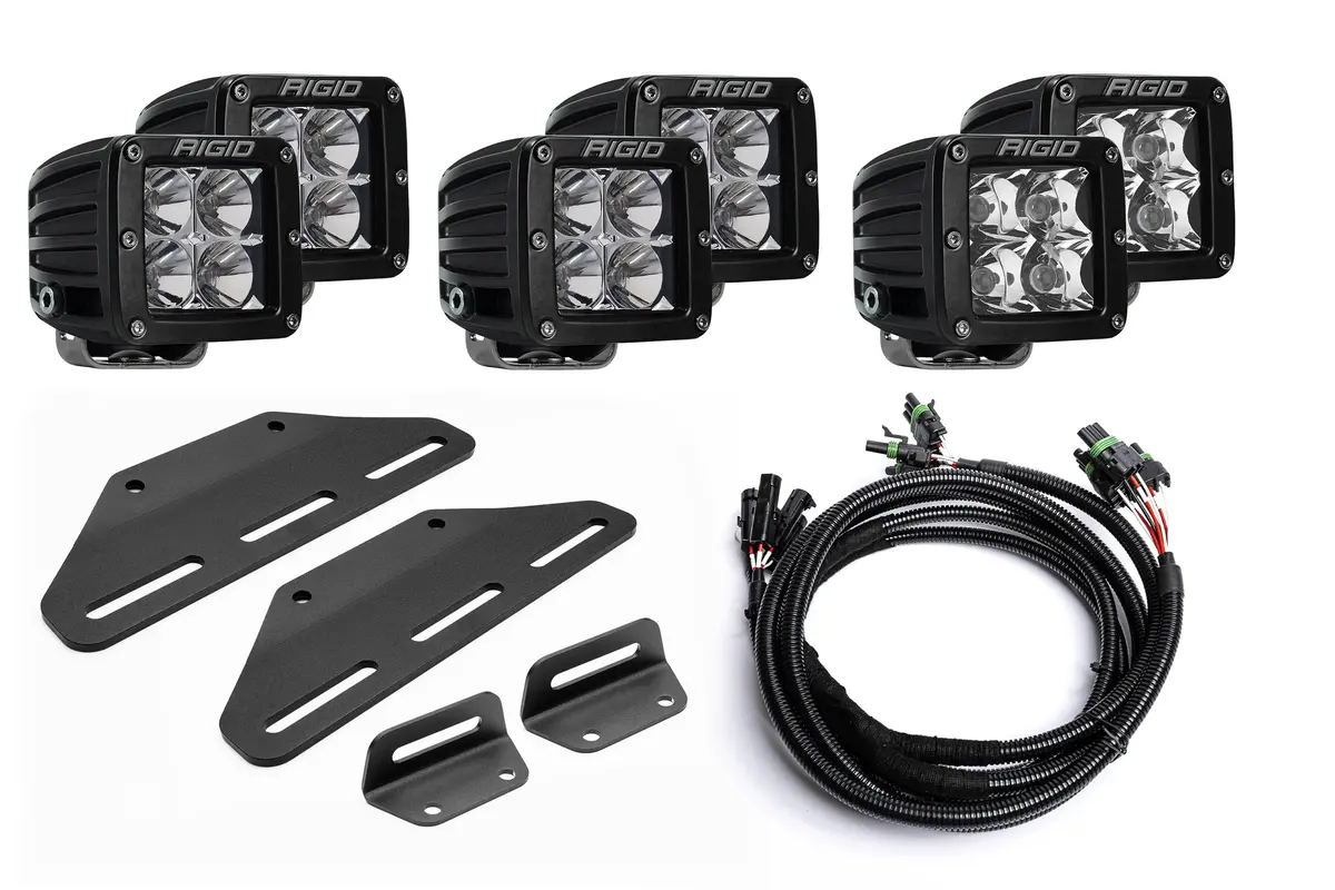Spv Parts 2024+ Raptor Modular Bumper - Rigid D-Series Pro Triple Post Light Kit - Including Brackets/Harness 2