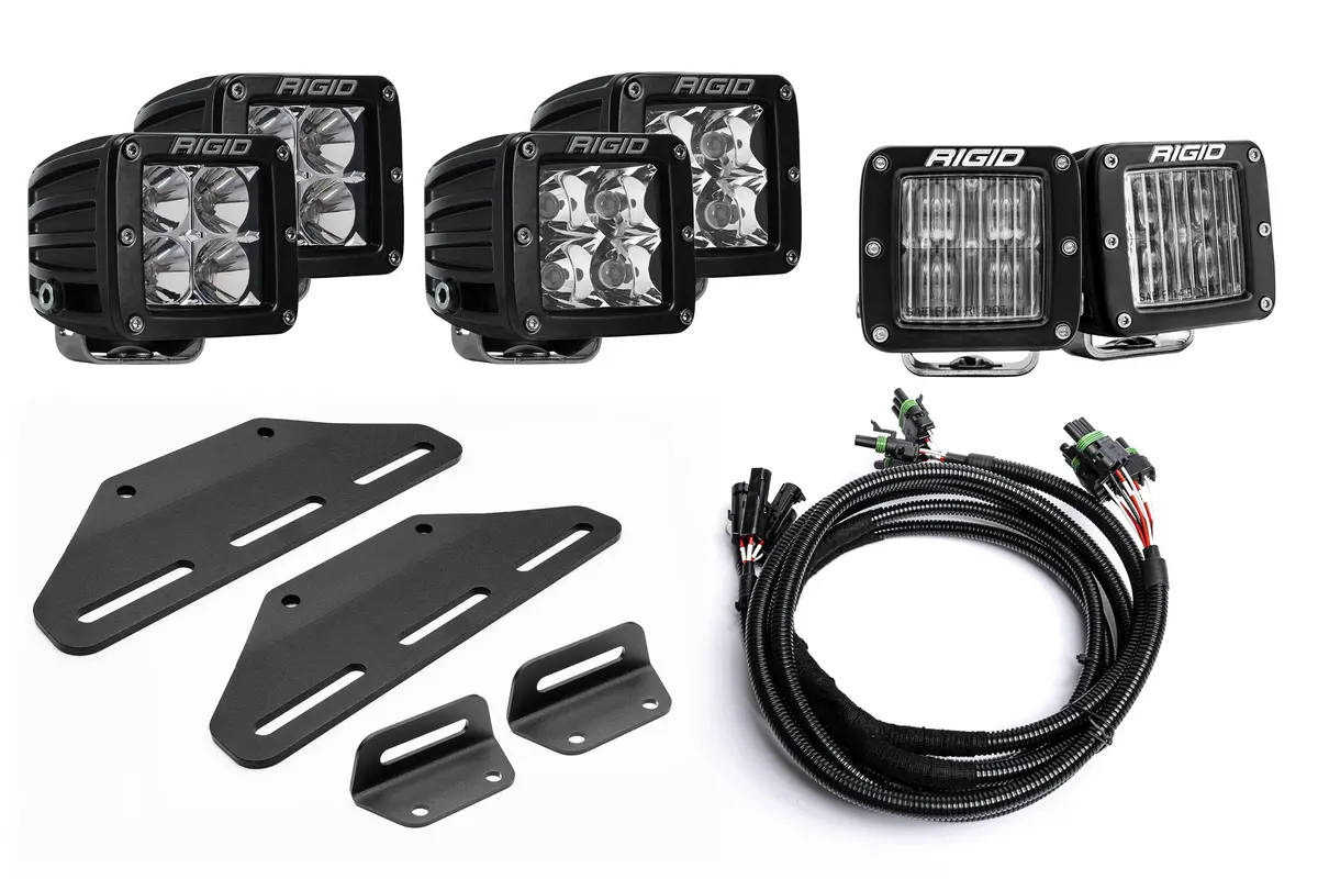 Spv Parts 2024+ Raptor Modular Bumper - Rigid D-Series Pro Triple Post Light Kit - Including Brackets/Harness 3