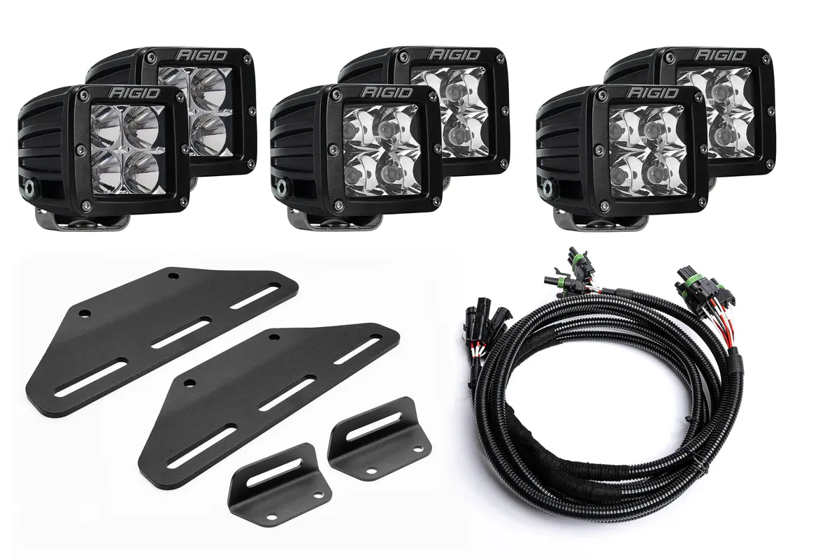 Spv Parts 2024+ Raptor Modular Bumper - Rigid D-Series Pro Triple Post Light Kit - Including Brackets/Harness 1