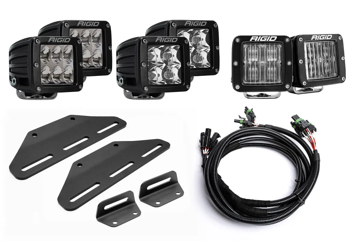 Spv Parts 2024+ Raptor Modular Bumper - Rigid D-Series Pro Triple Post Light Kit - Including Brackets/Harness 4