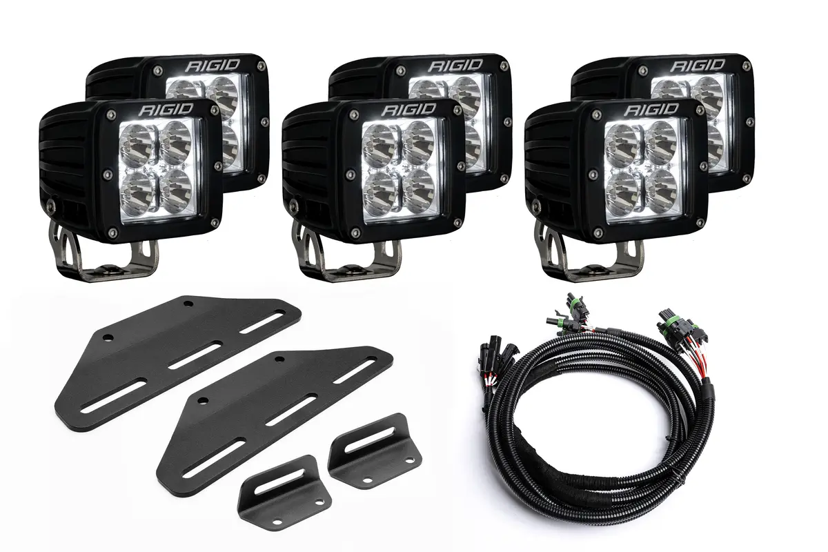 Spv Parts 2024+ Raptor Modular Bumper - Rigid Radiance/Scene Triple Post Light Kit W/Amber Backlight - Including Brackets/Harness 1