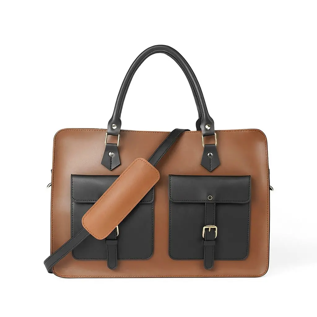 Buckle Laptop Bag Brown & Black 1