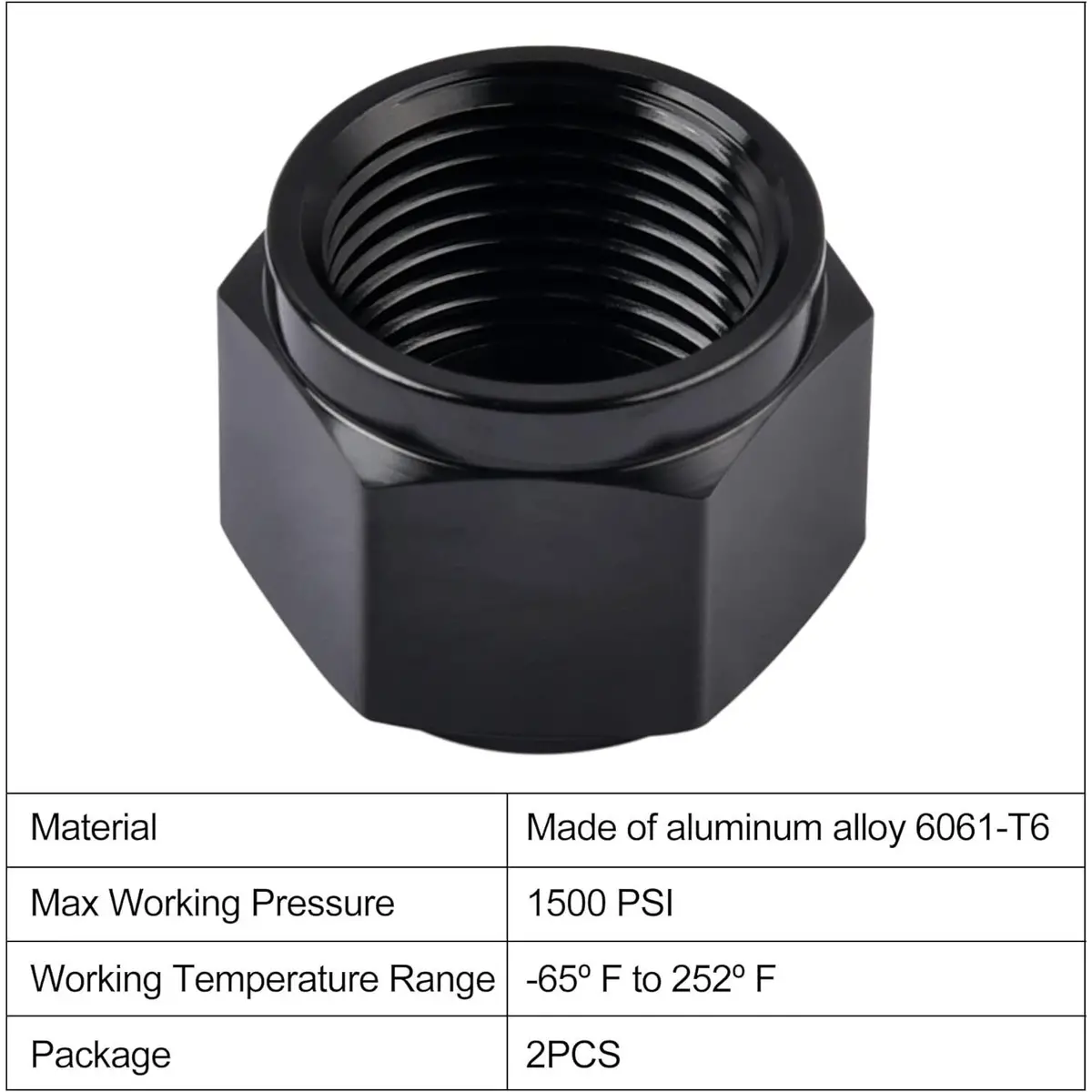 4/6/8 /10/12 Female An Flare Fitting Cap 6An 8An 10An Block Off Aluminum 2Pcs 2
