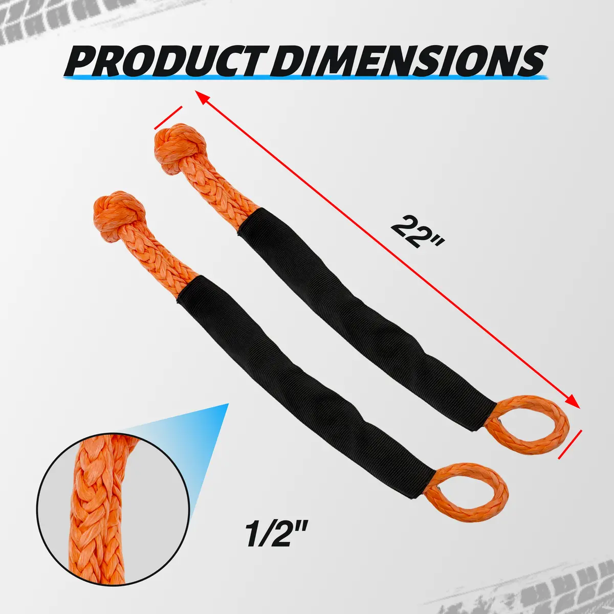 Seguler 1/2" X 22" Synthetic Soft Shackle 33,000 Lbs Break Strength With Protection Sleeves 2
