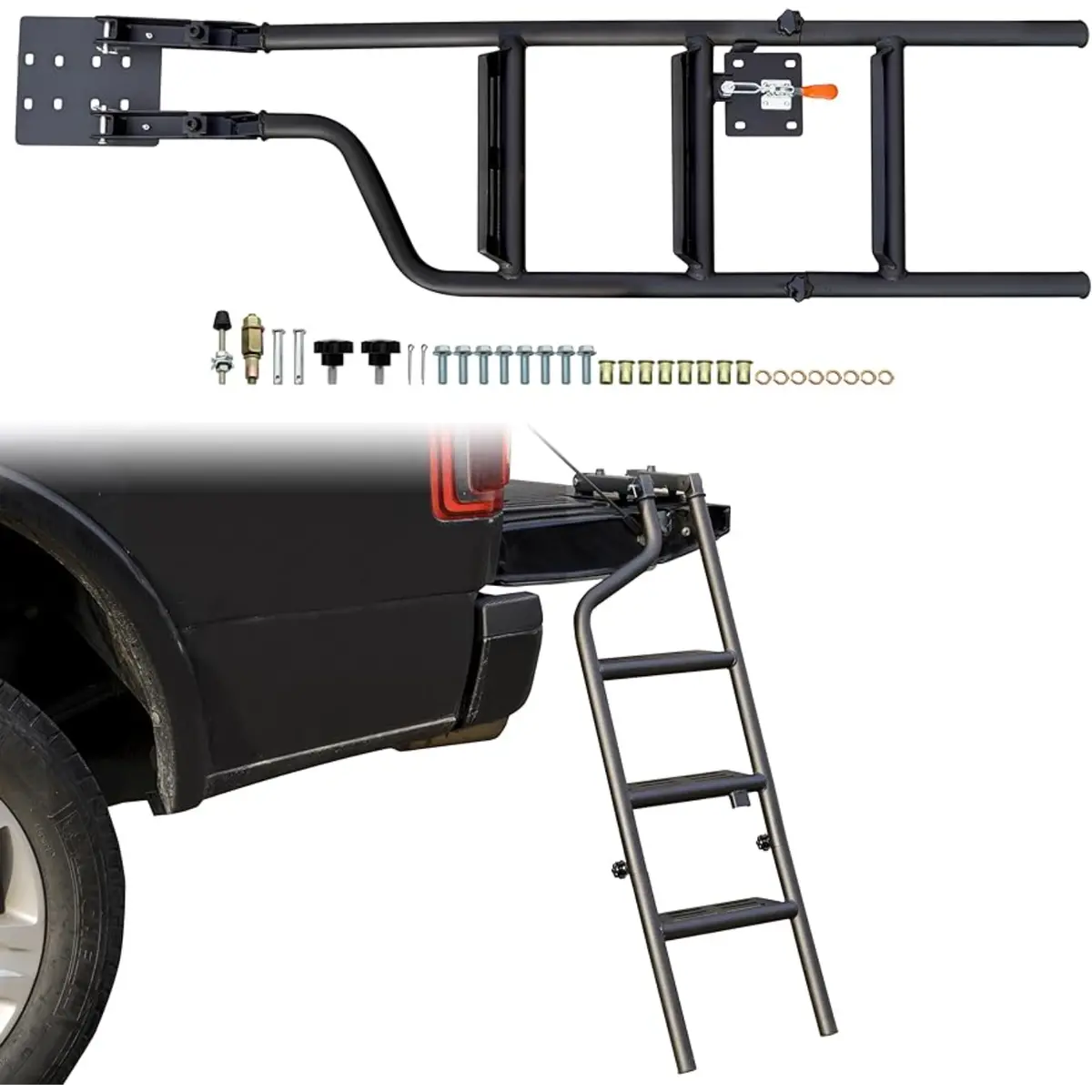Universal 42" Foldable Pickup Truck Tailgate Ladder, Heavy Duty Folding Tailgate Step Fit For Ford F150 1