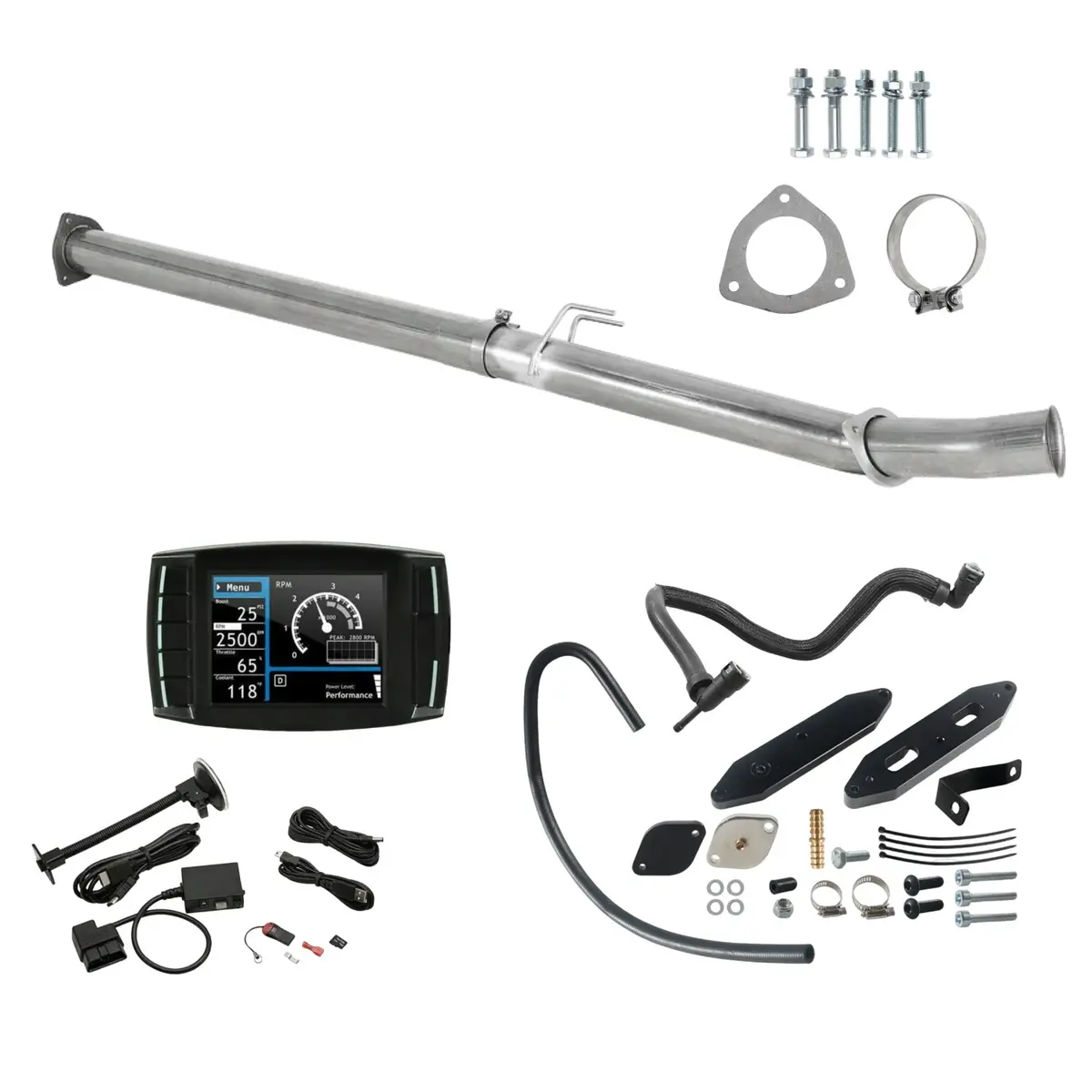 Minimaxx Tuner V2 For 2011-2019 6.7L Powerstroke Ford F250 4" Dpf Delete Pipe & Egr Valve Delete Kit 1