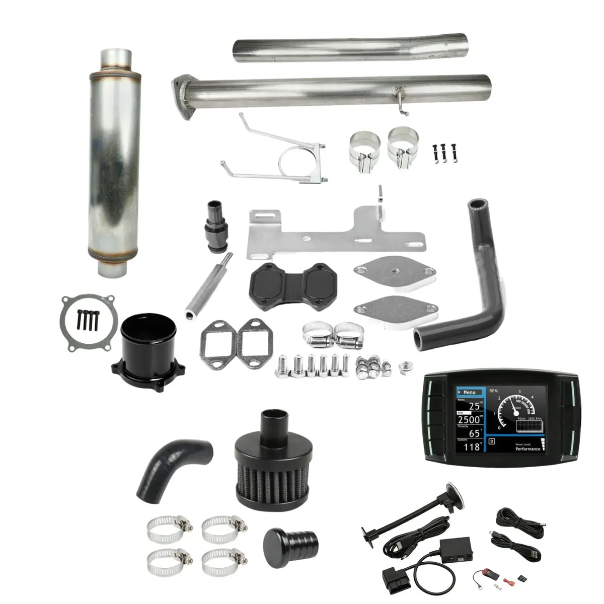 4" Dpf Egr Def Delete Tuner Muffler Pipe Kit Ccv Reroute Kit For 2010-2014 6.7 Cummins Dodge Ram 2500 3500 1