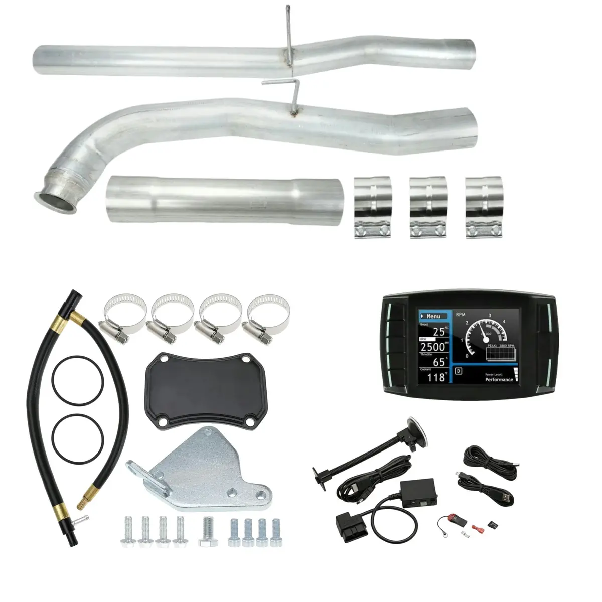 4" Dpf Delete Pipe Tuner & Egr Cooler Delete Kit For 2011-2015 6.6L Duramax Lml Chevy Silverado 1