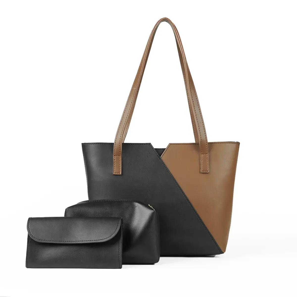 Criss Cross Bag Set Of 3 Black & Brown 1