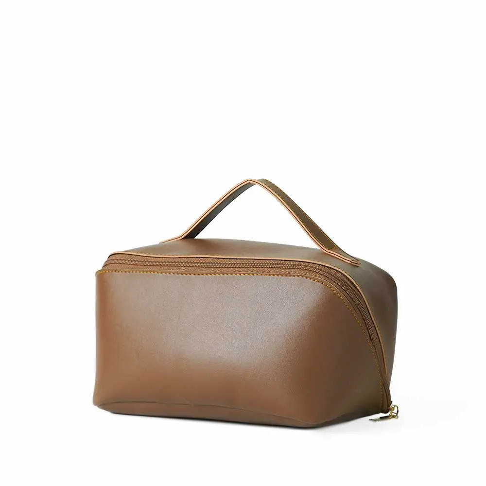 Large Capacity Travel Cosmetic Bag Brown 1