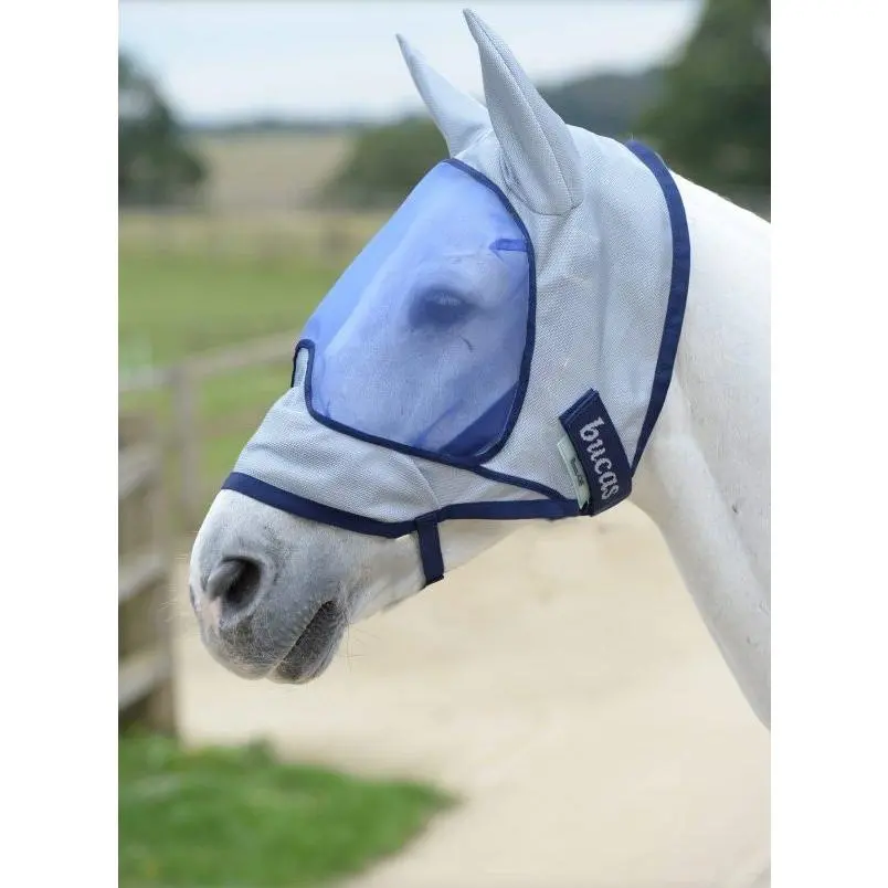 Buzz-Off De Luxe Fly Mask- With Ears Blue 1