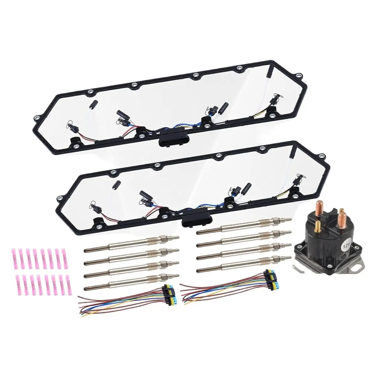 Injector Glow Plug Harnesses + Valve Cover Gaskets + Relay Solenoid For 7.3L Powerstroke Ford F250 F350 (1998-2003) 1