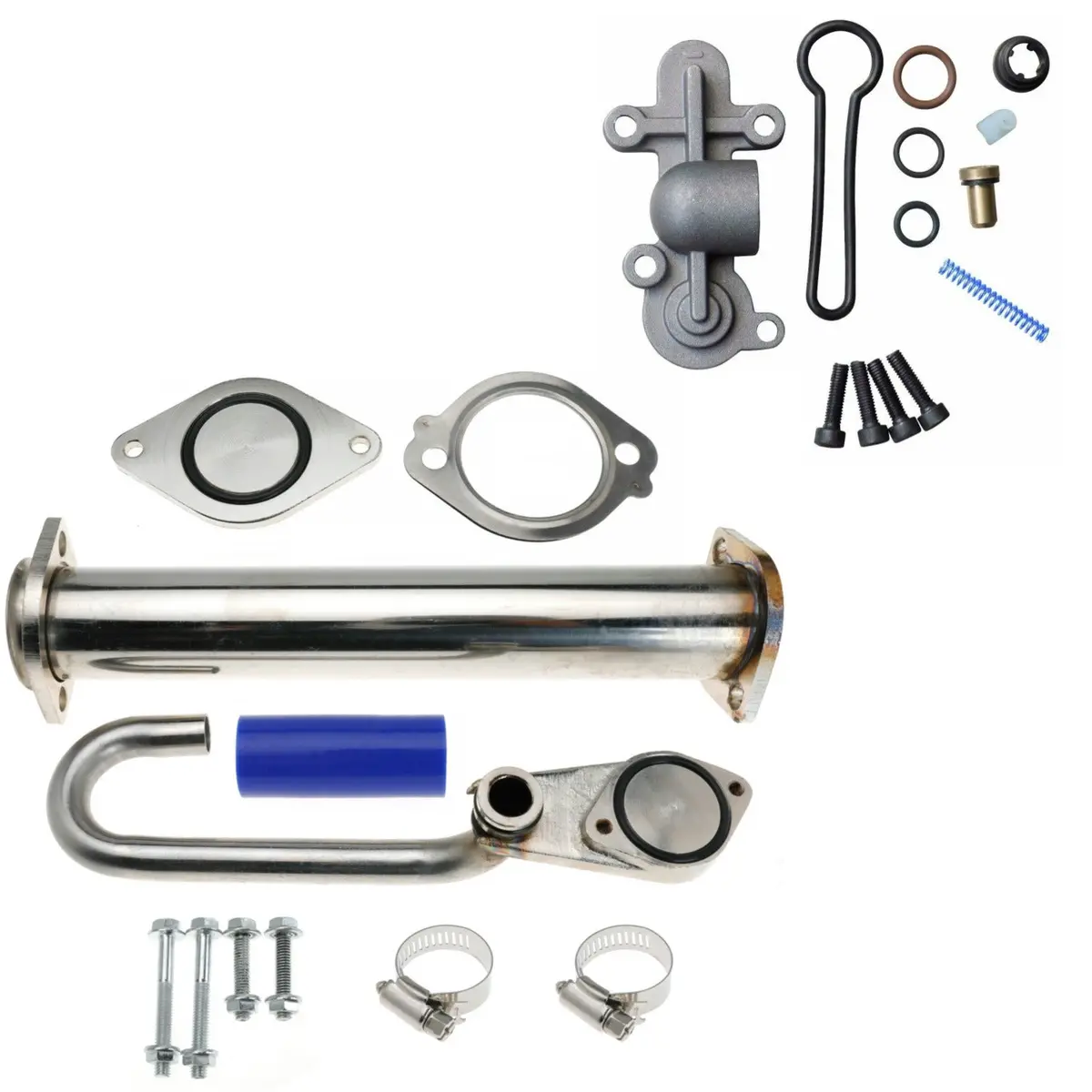 For 2003-2007 6.0L Powerstroke Ford F250 Egr Bypass Valve Delete Kit & Fuel Pressure Regulator Blue Spring 1