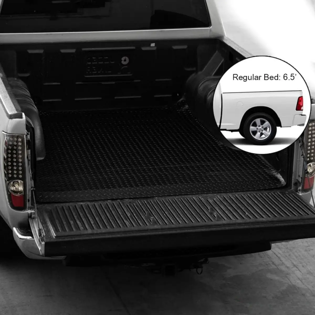 6.4 Ft Blk Rubber Diamond Truck Bed Floor Mat Liner For 2002-2018 Dodge Ram Rambox 2