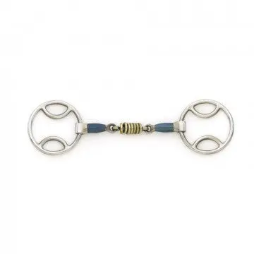 Blue Steel Loop Ring Gag With Brass Rollers 1