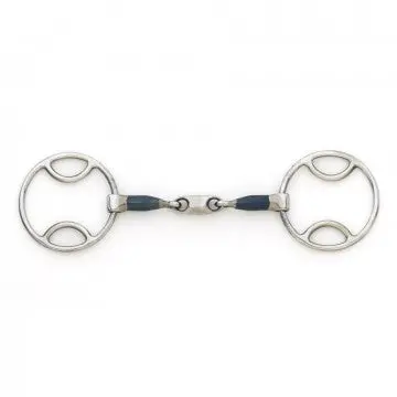Blue Steel Loop Ring Jointed Oval Mouth Gag 1