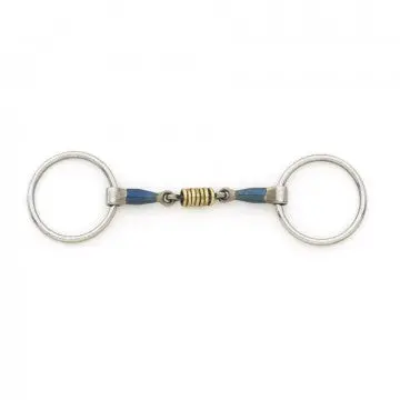 Blue Steel Double Jointed Mouth Loose Ring With Brass Rollers 1