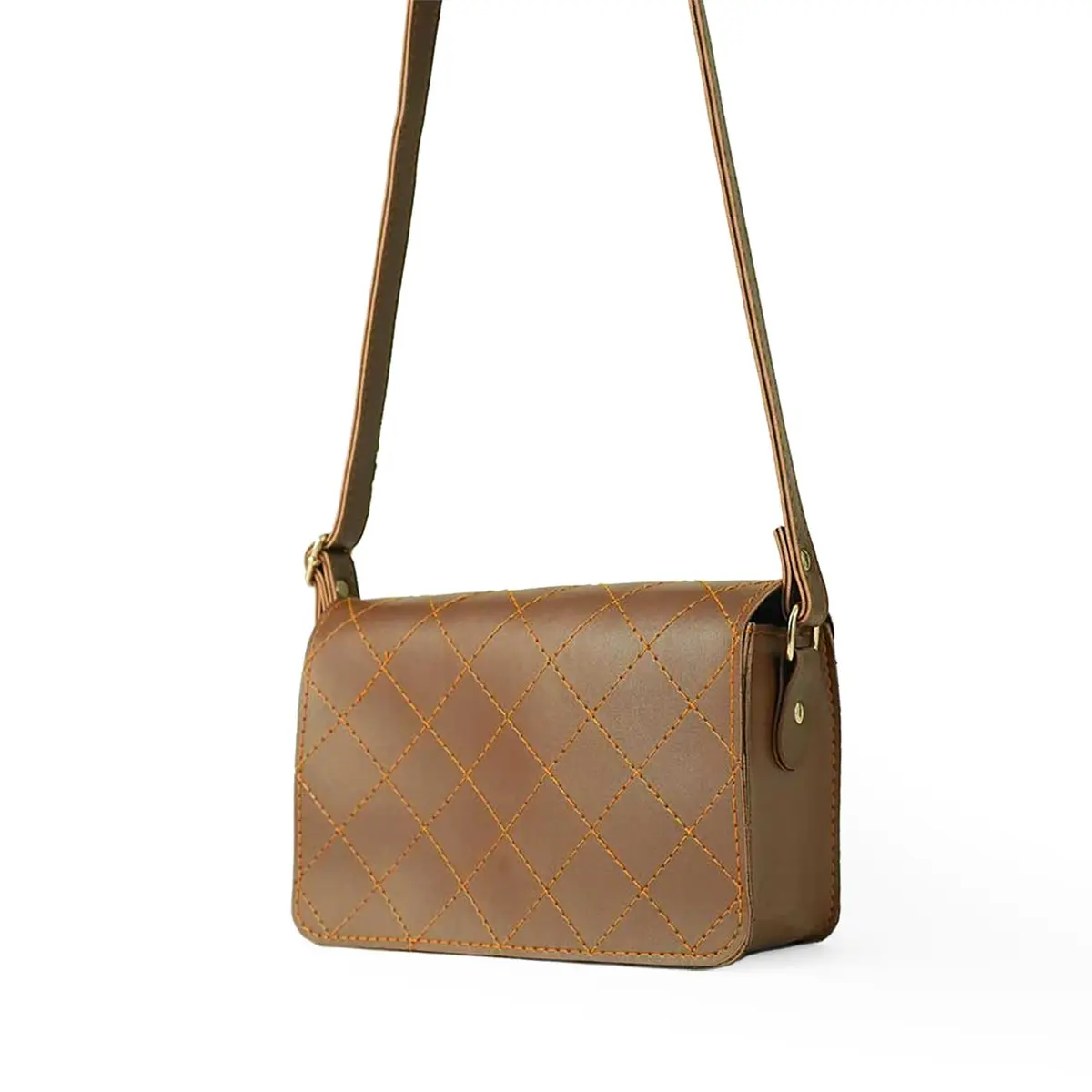 Cross Stitch Crossbody Bag Brown 1