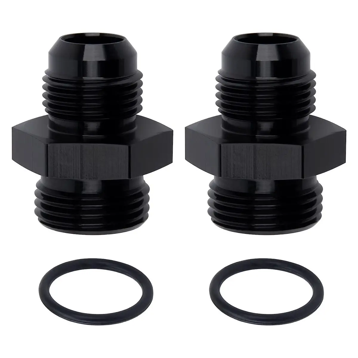 An6 An8 An10 Flare To 6An 8An 10An Orb Male O-Ring Fitting Adapter Black 2Pcs 1