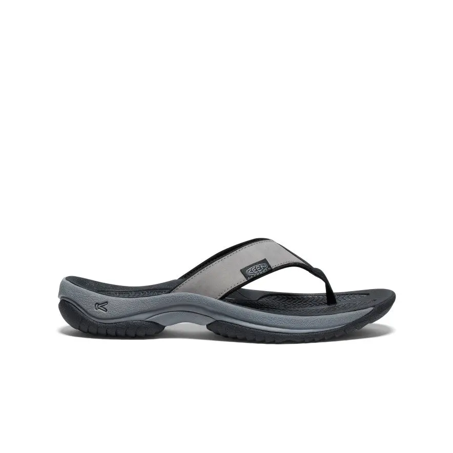 Men's Kona Leather Flip-Flop  |  Steel Grey/Black 1