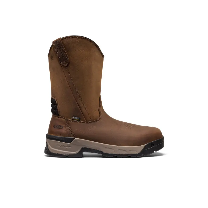 Men's Flatland Pull-On Waterproof Work Boot (Carbon Toe)  |  Bison/Black 1