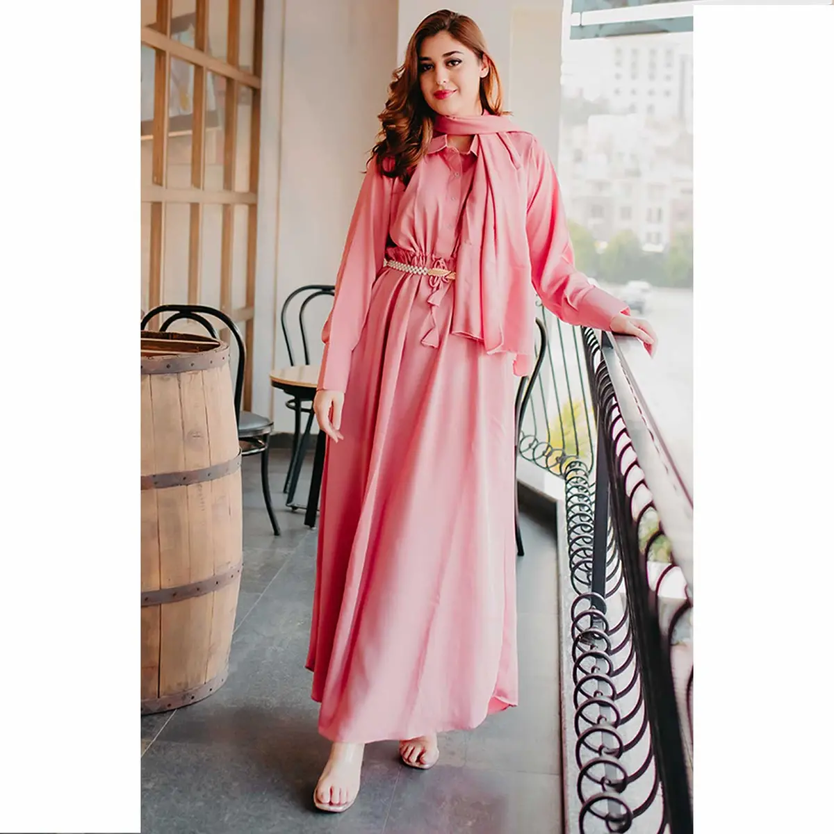 Elegant Maxi Abaya  (Pink) 1