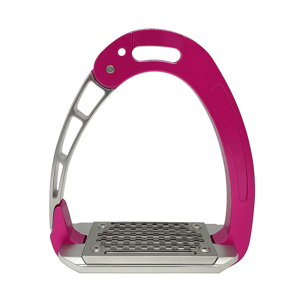 Equisafety Caballus Safety Stirrups - Single Arm Action & 5 Degree Inclination - Pink 1
